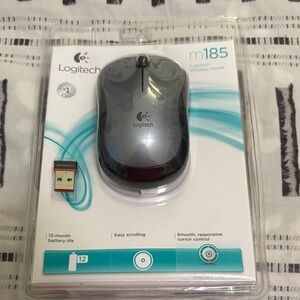 Logitech M185 Wireless Mouse - Silver and Black. NEW!
